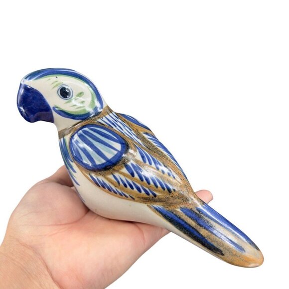 Hand Made Mexican Pottery Large Bird Figurine Artist Signed Folk Art Tonala VTG - Picture 14 of 15